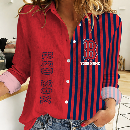 SPECIAL EDITION - NEW CUSTOMIZED MLB03 BRS BOSTON RED SOX WOMEN CASUAL SHIRT