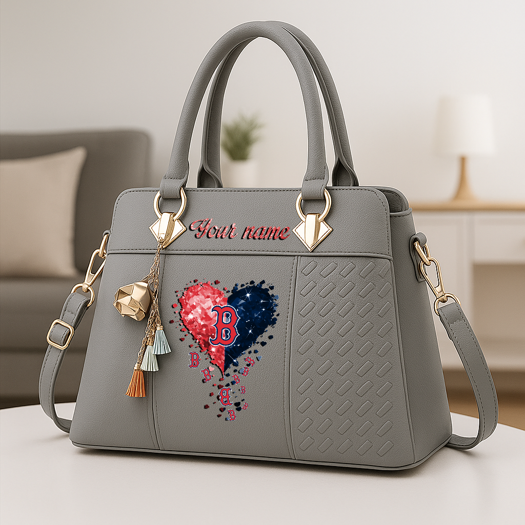 LIMITED EDITION - NEW CUSTOMIZED MLB03 BRS BOSTON RED SOX ZIP HANDBAG MULTICOLOR