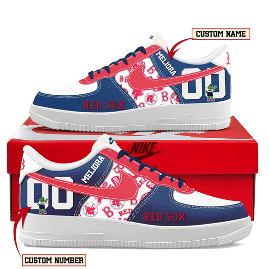 LIMITED EDITION - NEW CUSTOMIZED MLB03 BRS BOSTON RED SOX AF1 SHOES