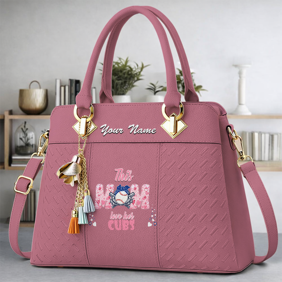 LIMITED EDITION - NEW CUSTOMIZED MLB04 CCS CHICAGO CUBS ZIP HANDBAG MULTICOLOR