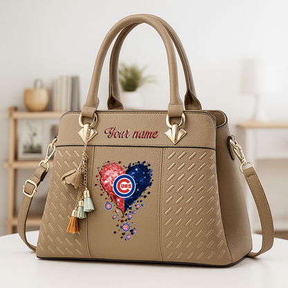 LIMITED EDITION - NEW CUSTOMIZED MLB04 CCS CHICAGO CUBS ZIP HANDBAG MULTICOLOR