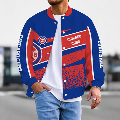 FINAL SALE - NEW CUSTOMIZED MLB04 CCS CHICAGO CUBS SATIN VARSITY & BASEBALL JACKET