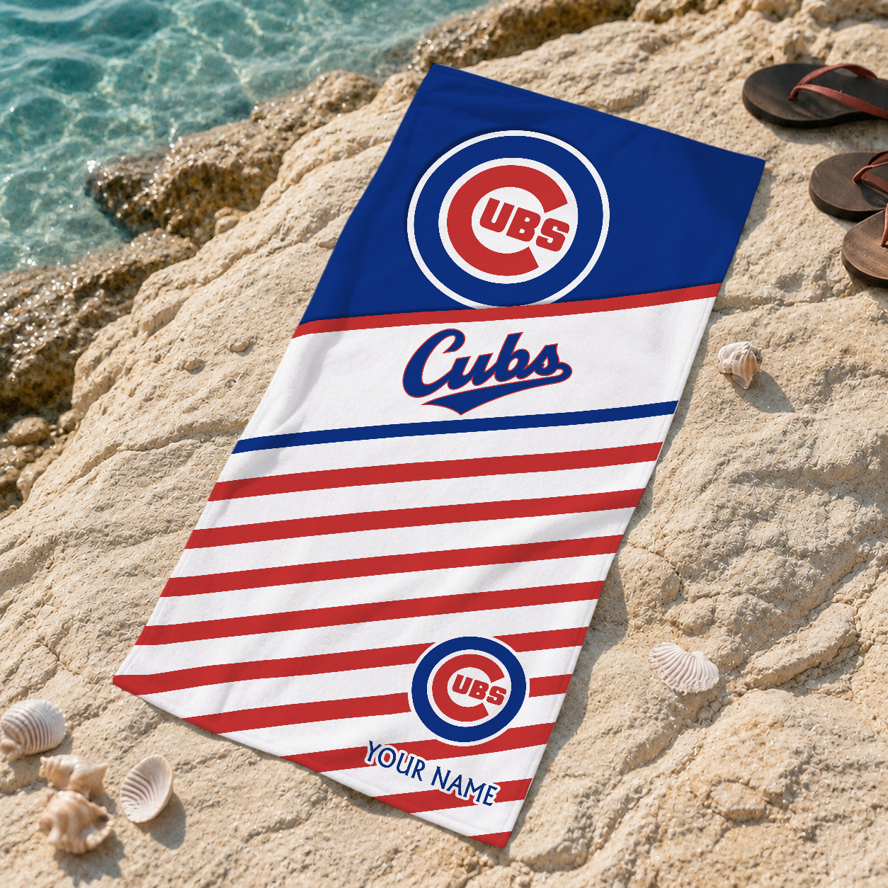 FINAL SALE - NEW CUSTOMIZED MLB04 CCS CHICAGO CUBS BEACH TOWEL FOR FAN