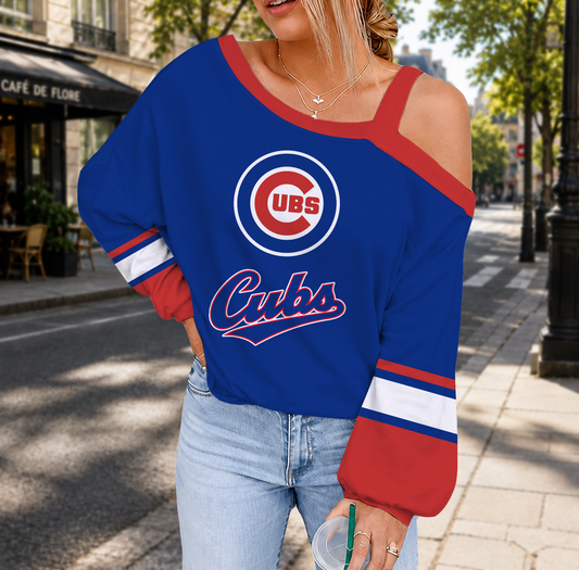 FINAL SALE - NEW CUSTOMIZED MLB04 CCS CHICAGO CUBS DROP SHOULDER SWEATSHIRT