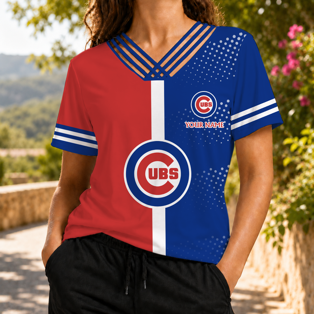 SPECIAL EDITION - NEW CUSTOMIZED MLB04 CCS CHICAGO CUBS V-NECK SHIRT