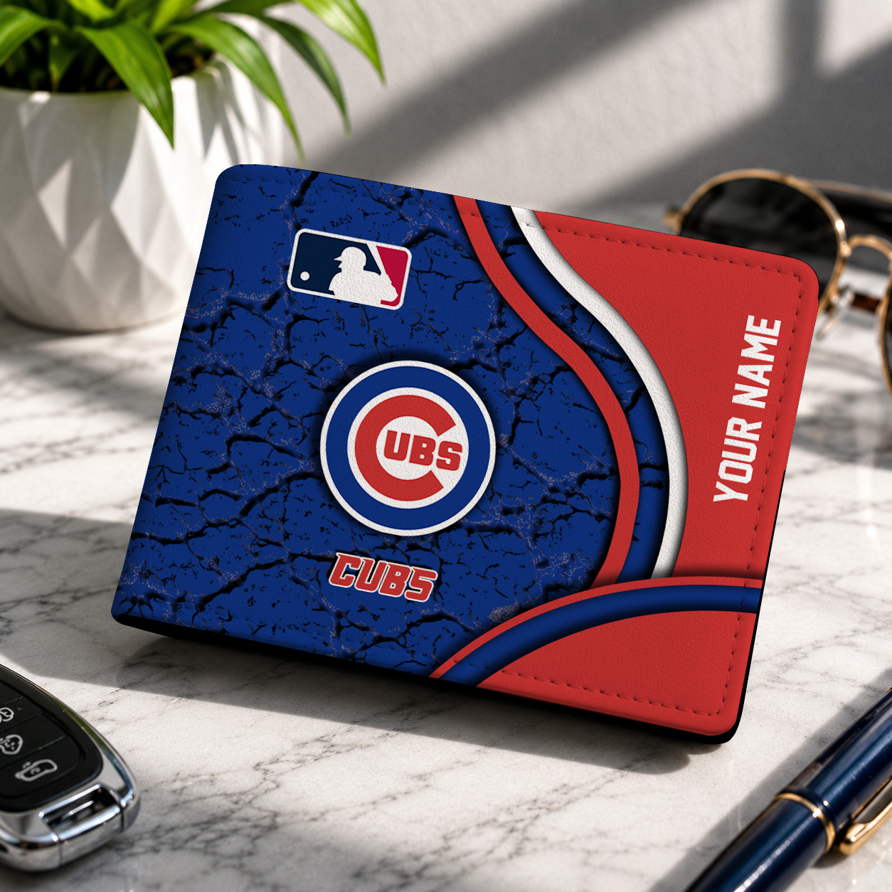 LIMITED EDITION - NEW CUSTOMIZED MLB04 CCS CHICAGO CUBS LEATHER WALLET