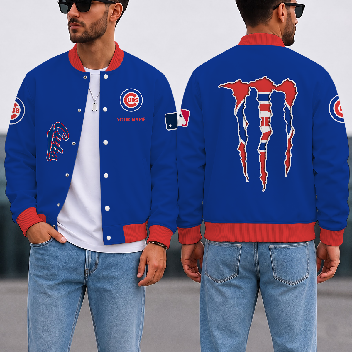 LIMITED EDITION - NEW CUSTOMIZED MLB04 CCS CHICAGO CUBS SATIN VARSITY & BASEBALL JACKET