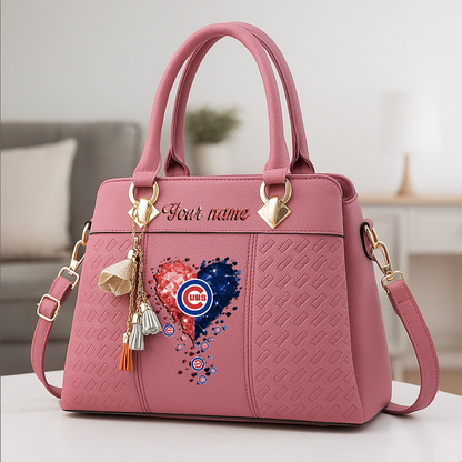 LIMITED EDITION - NEW CUSTOMIZED MLB04 CCS CHICAGO CUBS ZIP HANDBAG MULTICOLOR
