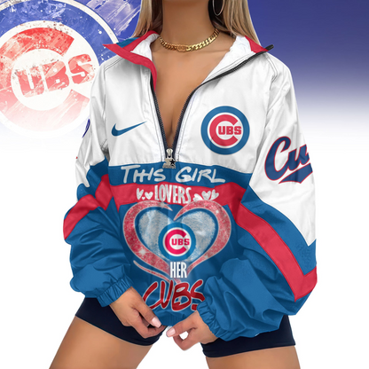 LIMITED EDITION - NEW CUSTOMIZED MLB04 CCS CHICAGO CUBS V-NECK ZIPPER JACKET