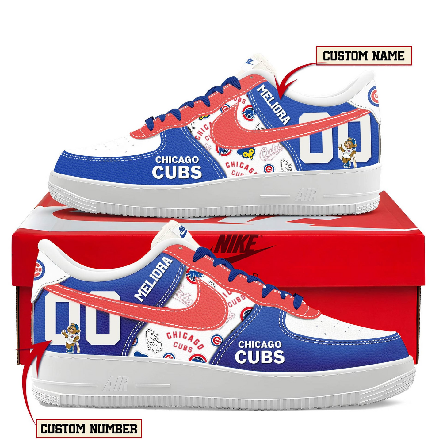 LIMITED EDITION - NEW CUSTOMIZED MLB04 CCS CHICAGO CUBS AF1 SHOES