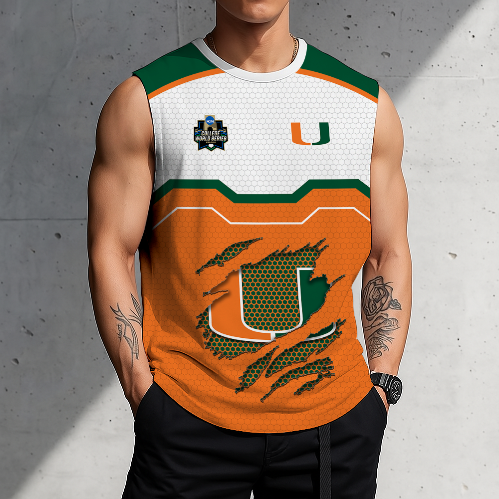 FINAL SALE - NEW CUSTOMIZED NCAA CWS04 MIH MIAMI HURRICANES MEN'S GYM SHIRT