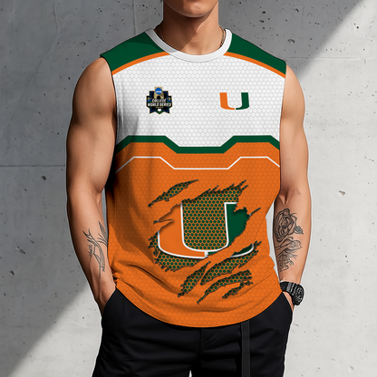 FINAL SALE - NEW CUSTOMIZED NCAA CWS04 MIH MIAMI HURRICANES MEN'S GYM SHIRT