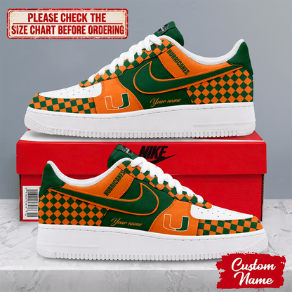 EXCLUSIVE EDITION - NEW CUSTOMIZED NCAA CWS04 MIH MIAMI HURRICANES AF1 SHOES