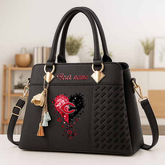 LIMITED EDITION - NEW CUSTOMIZED MLB05 CRS CINCINNATI REDS ZIP HANDBAG MULTICOLOR