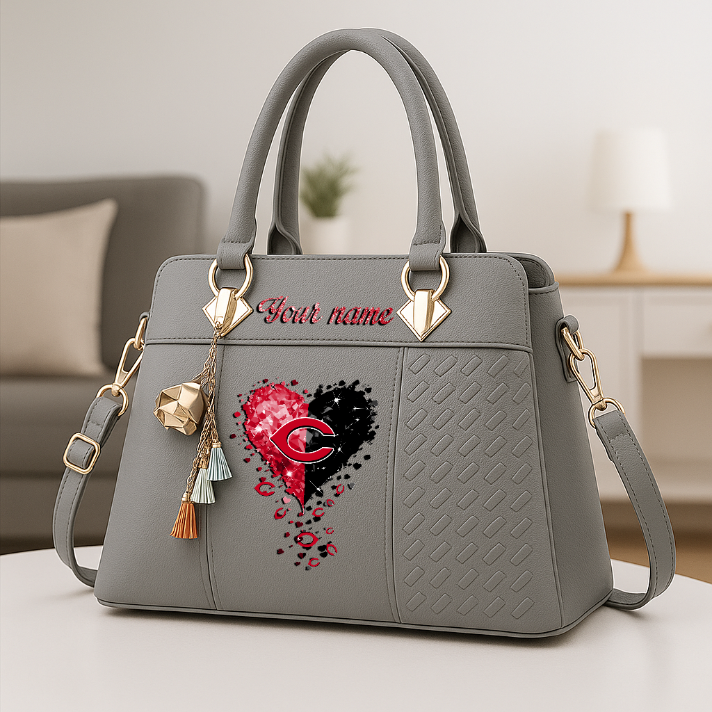 LIMITED EDITION - NEW CUSTOMIZED MLB05 CRS CINCINNATI REDS ZIP HANDBAG MULTICOLOR