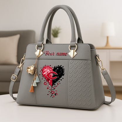 LIMITED EDITION - NEW CUSTOMIZED MLB05 CRS CINCINNATI REDS ZIP HANDBAG MULTICOLOR
