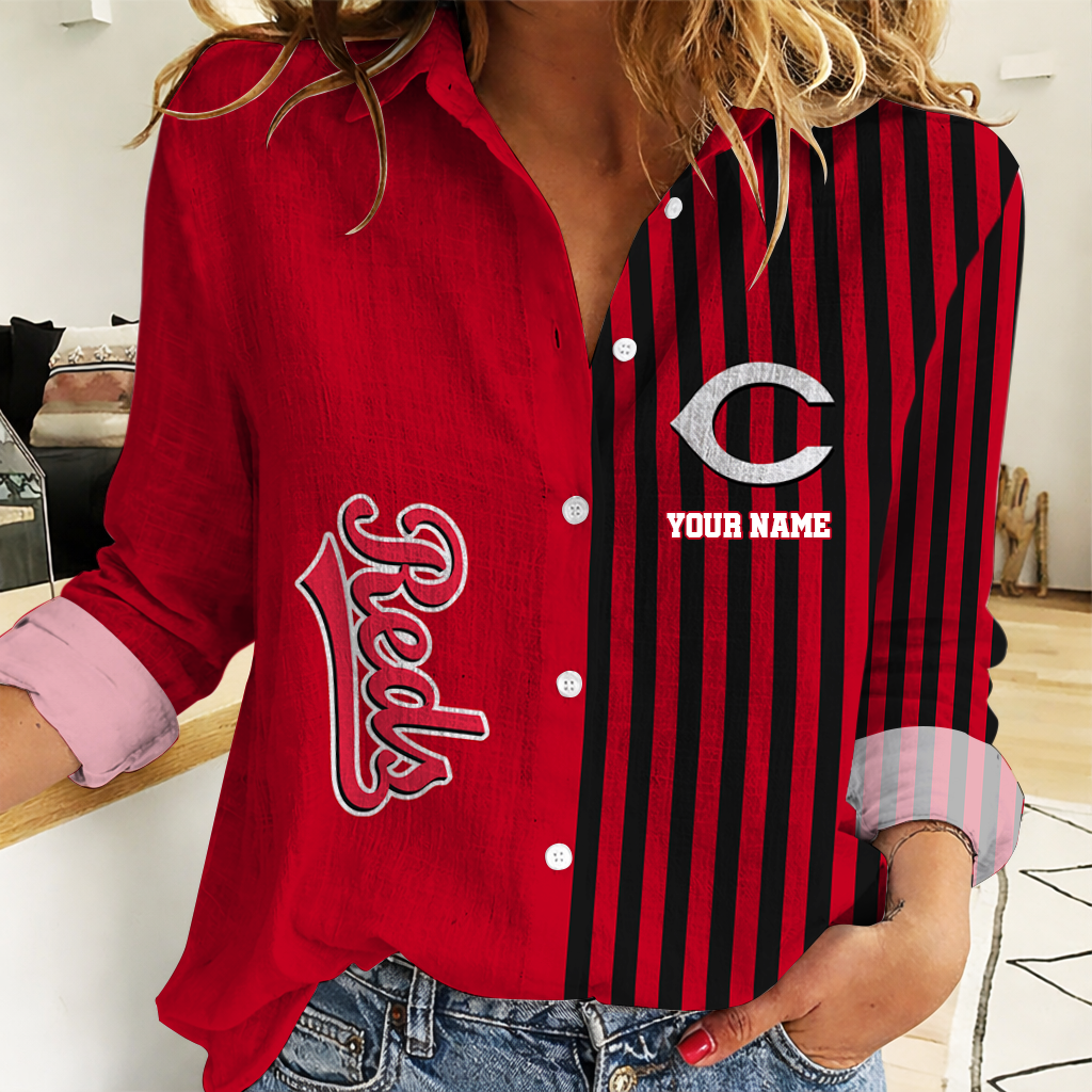 SPECIAL EDITION - NEW CUSTOMIZED MLB05 CRS CINCINNATI REDS WOMEN CASUAL SHIRT