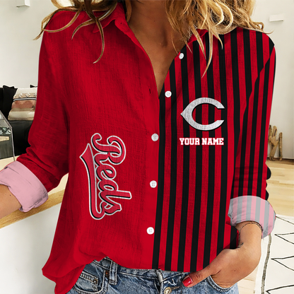 SPECIAL EDITION - NEW CUSTOMIZED MLB05 CRS CINCINNATI REDS WOMEN CASUAL SHIRT
