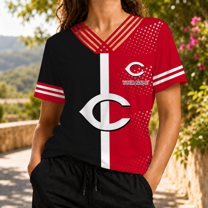 SPECIAL EDITION - NEW CUSTOMIZED MLB05 CRS CINCINNATI REDS V-NECK SHIRT