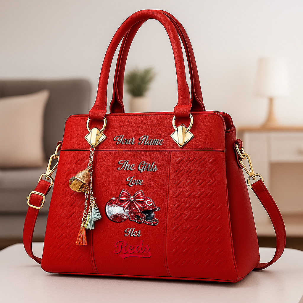 LIMITED EDITION - NEW CUSTOMIZED MLB05 CRS CINCINNATI REDS ZIP HANDBAG MULTICOLOR