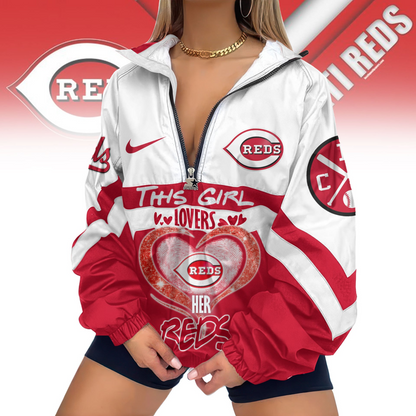 LIMITED EDITION - NEW CUSTOMIZED MLB05 CRS CINCINNATI REDS V-NECK ZIPPER JACKET