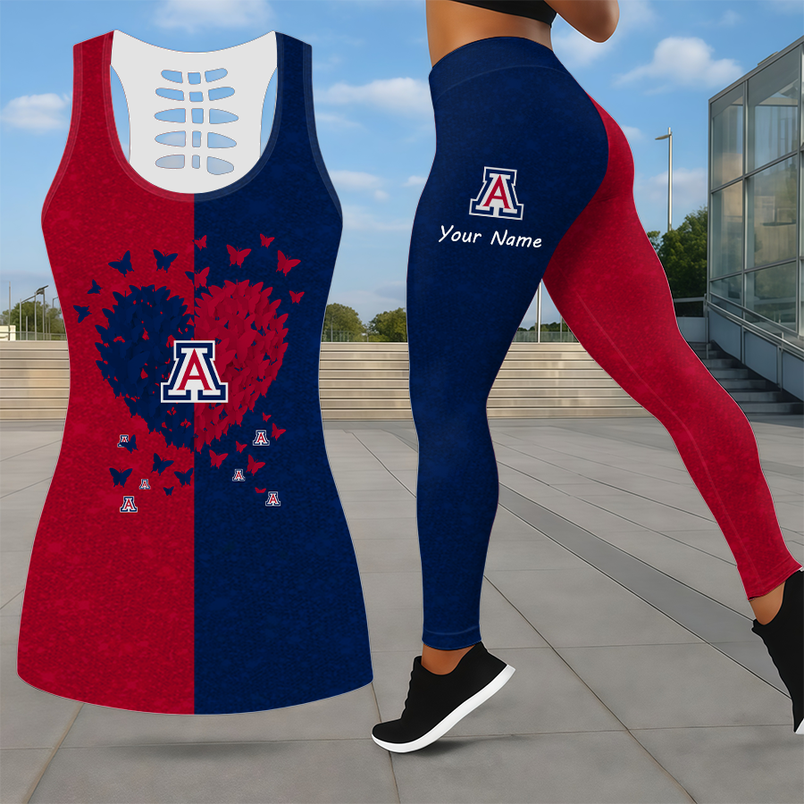 SPECIAL EDITION - NEW CUSTOMIZED NCAA CWS06 ARW ARIZONA WILDCATS LEGGINGS & HOLLOW TANK TOP SET