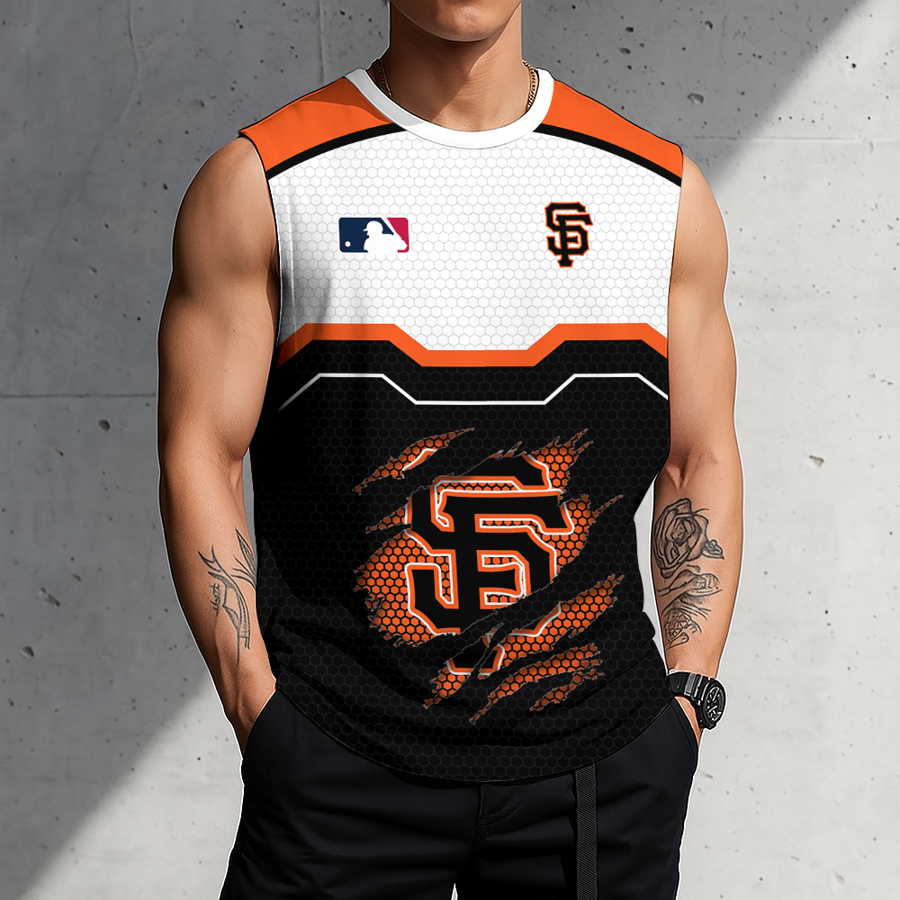 FINAL SALE - NEW CUSTOMIZED MLB06 SFG SAN FRANCISCO GIANTS MEN'S GYM SHIRT