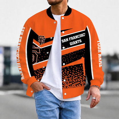 FINAL SALE - NEW CUSTOMIZED MLB06 SFG SAN FRANCISCO GIANTS SATIN VARSITY & BASEBALL JACKET