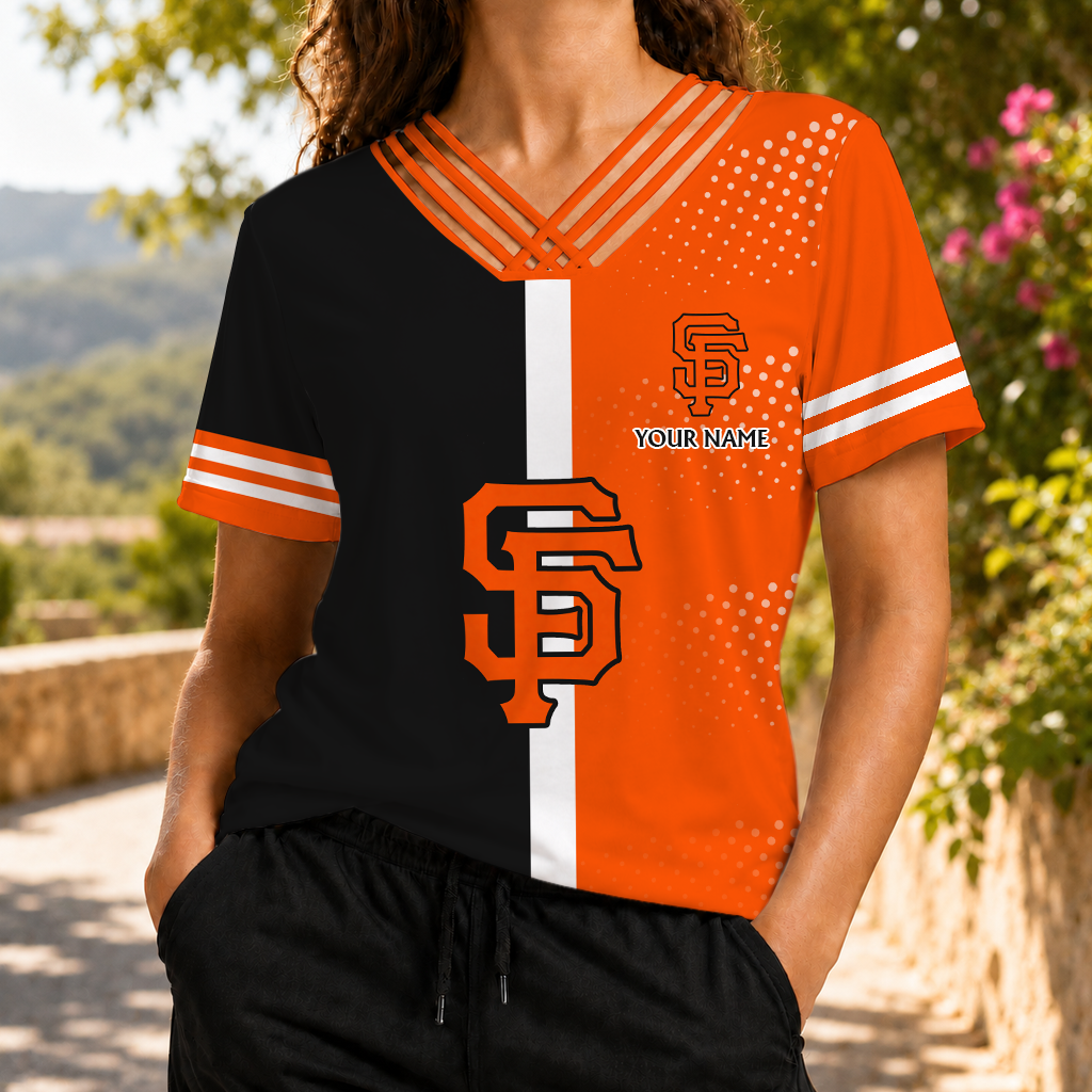 SPECIAL EDITION - NEW CUSTOMIZED MLB06 SFG SAN FRANCISCO GIANTS V-NECK SHIRT