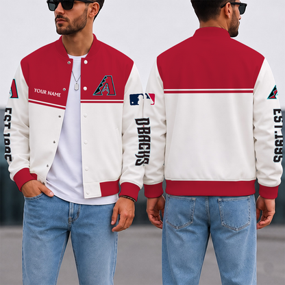 VIRAL EDITION - NEW CUSTOMIZEDMLB07 ADS ARIZONA DIAMONDBACKS SATIN VARSITY & BASEBALL JACKET