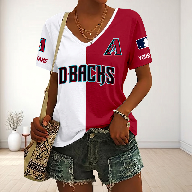 VIRAL EDITION - NEW CUSTOMIZED MLB07 ADS ARIZONA DIAMONDBACKS V-NECK FEMALE SHIRT