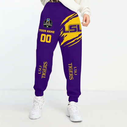 LIMITED EDITION- NEW CUSTOMIZED NCAA CWS07 LST LSU TIGERS UNISEX LONG PANTS