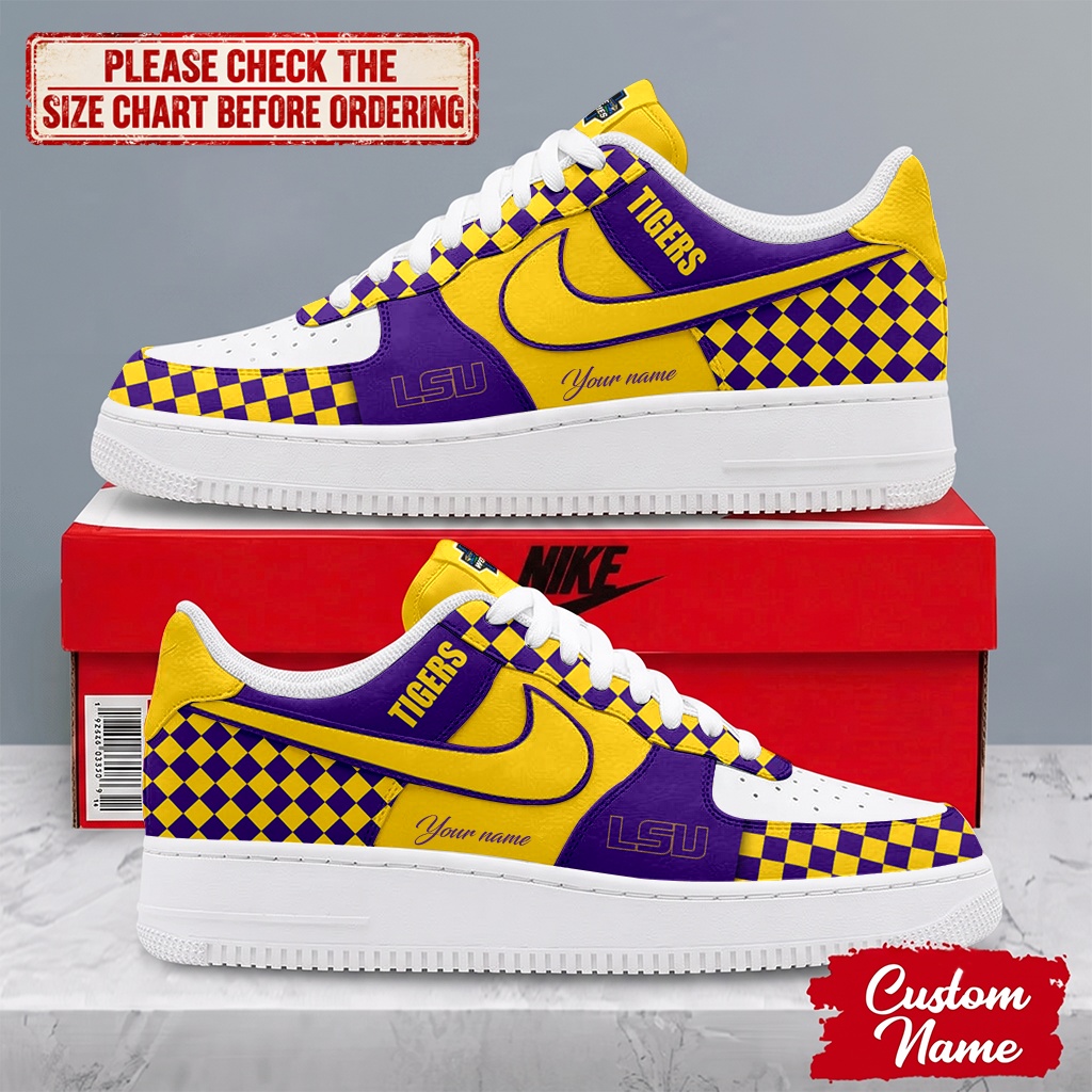 EXCLUSIVE EDITION - NEW CUSTOMIZED NCAA CWS07 LST LSU TIGERS AF1 SHOES