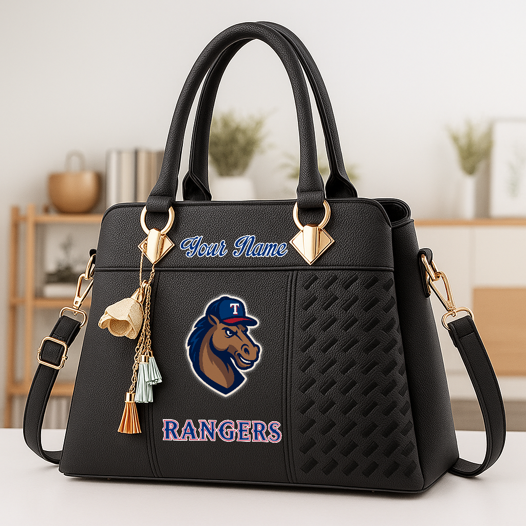 LIMITED EDITION - NEW CUSTOMIZED MLB08 TRS TEXAS RANGERS ZIP HANDBAG MULTICOLOR