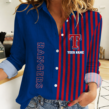 SPECIAL EDITION - NEW CUSTOMIZED MLB08 TRS TEXAS RANGERS WOMEN CASUAL SHIRT