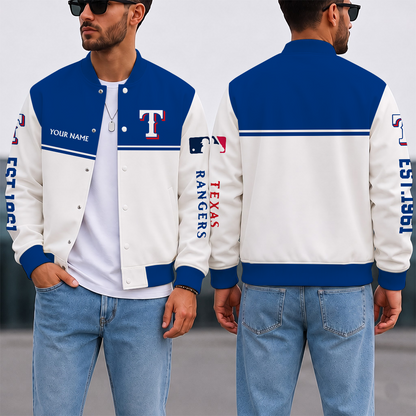 VIRAL EDITION - NEW CUSTOMIZED MLB08 TRS TEXAS RANGERS SATIN VARSITY & BASEBALL JACKET