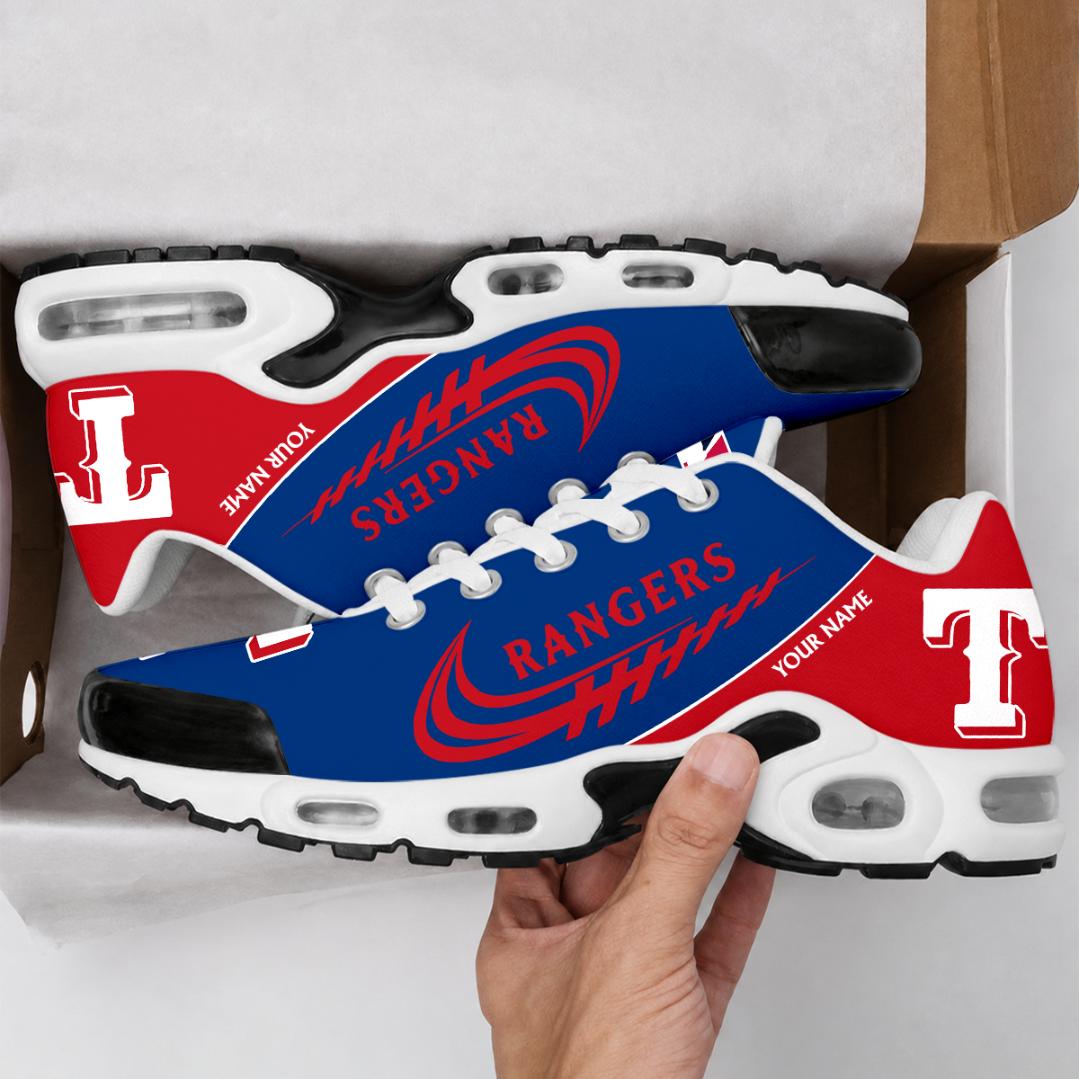 LIMITED EDITION - NEW CUSTOMIZED MLB08 TRS TEXAS RANGERS AIR MAX PLUS SNEAKERS