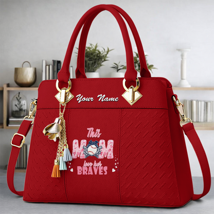 LIMITED EDITION - NEW CUSTOMIZED MLB09 ABS ATLANTA BRAVES ZIP HANDBAG MULTICOLOR