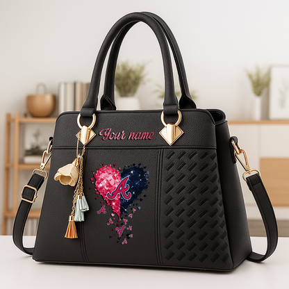 LIMITED EDITION - NEW CUSTOMIZED MLB09 ABS ATLANTA BRAVES ZIP HANDBAG MULTICOLOR