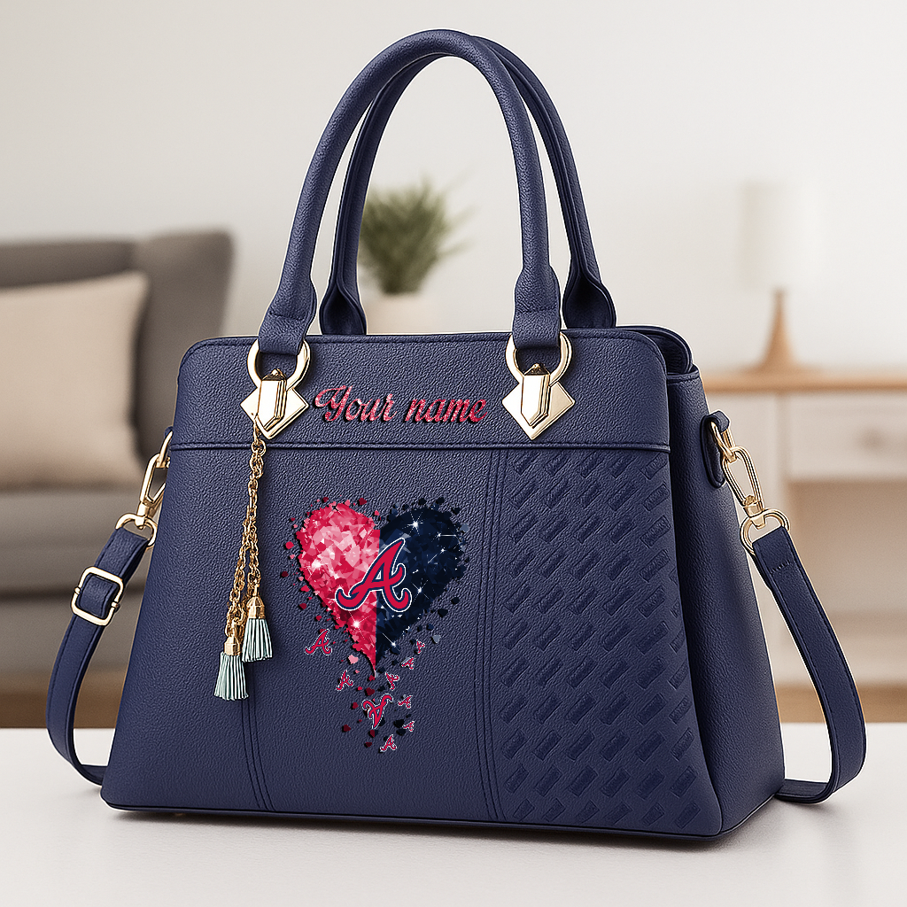 LIMITED EDITION - NEW CUSTOMIZED MLB09 ABS ATLANTA BRAVES ZIP HANDBAG MULTICOLOR
