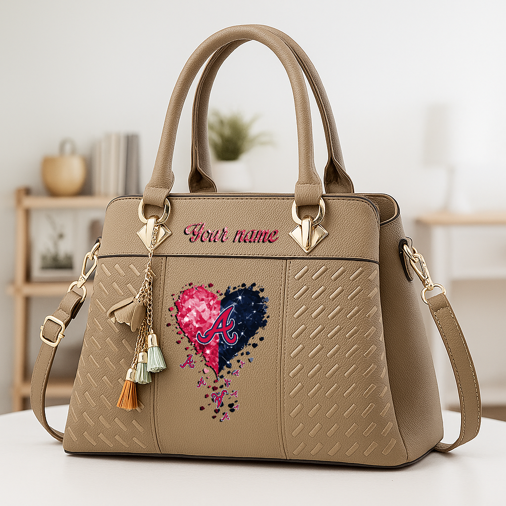 LIMITED EDITION - NEW CUSTOMIZED MLB09 ABS ATLANTA BRAVES ZIP HANDBAG MULTICOLOR