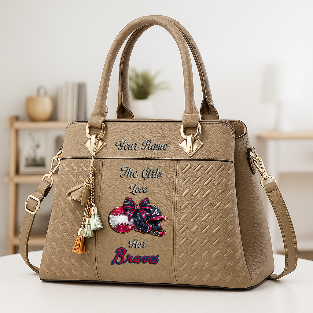 LIMITED EDITION - NEW CUSTOMIZED MLB09 ABS ATLANTA BRAVES ZIP HANDBAG MULTICOLOR