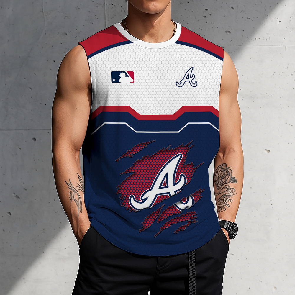FINAL SALE - NEW CUSTOMIZED MLB09 ABS ATLANTA BRAVES MEN'S GYM SHIRT
