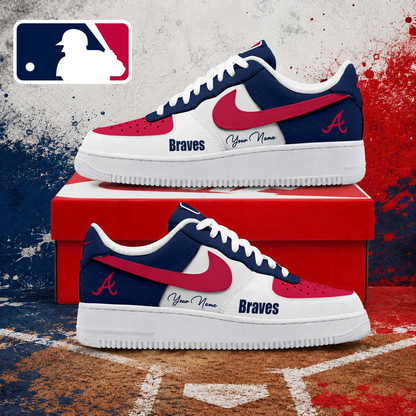 LIMITED EDITION - NEW CUSTOMIZED MLB09 ABS ATLANTA BRAVES AF1 SHOES