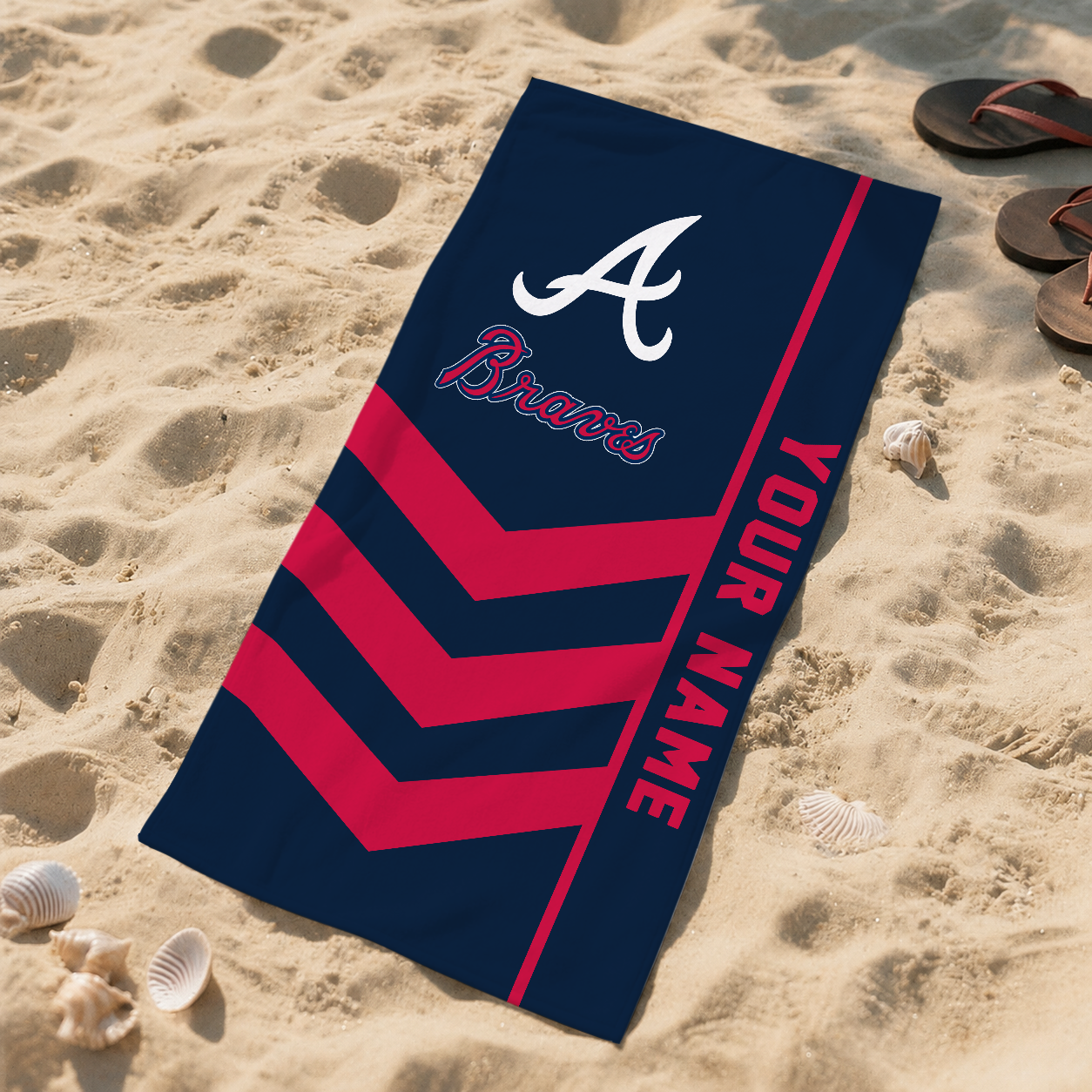HOT DEAL - NEW CUSTOMIZED MLB09 ABS ATLANTA BRAVES BEACH TOWEL FOR FAN