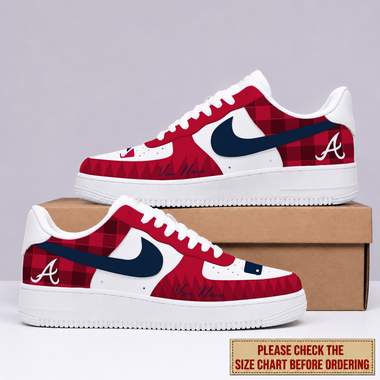 LIMITED EDITION - NEW CUSTOMIZED MLB09 ABS ATLANTA BRAVES AF1 SHOES