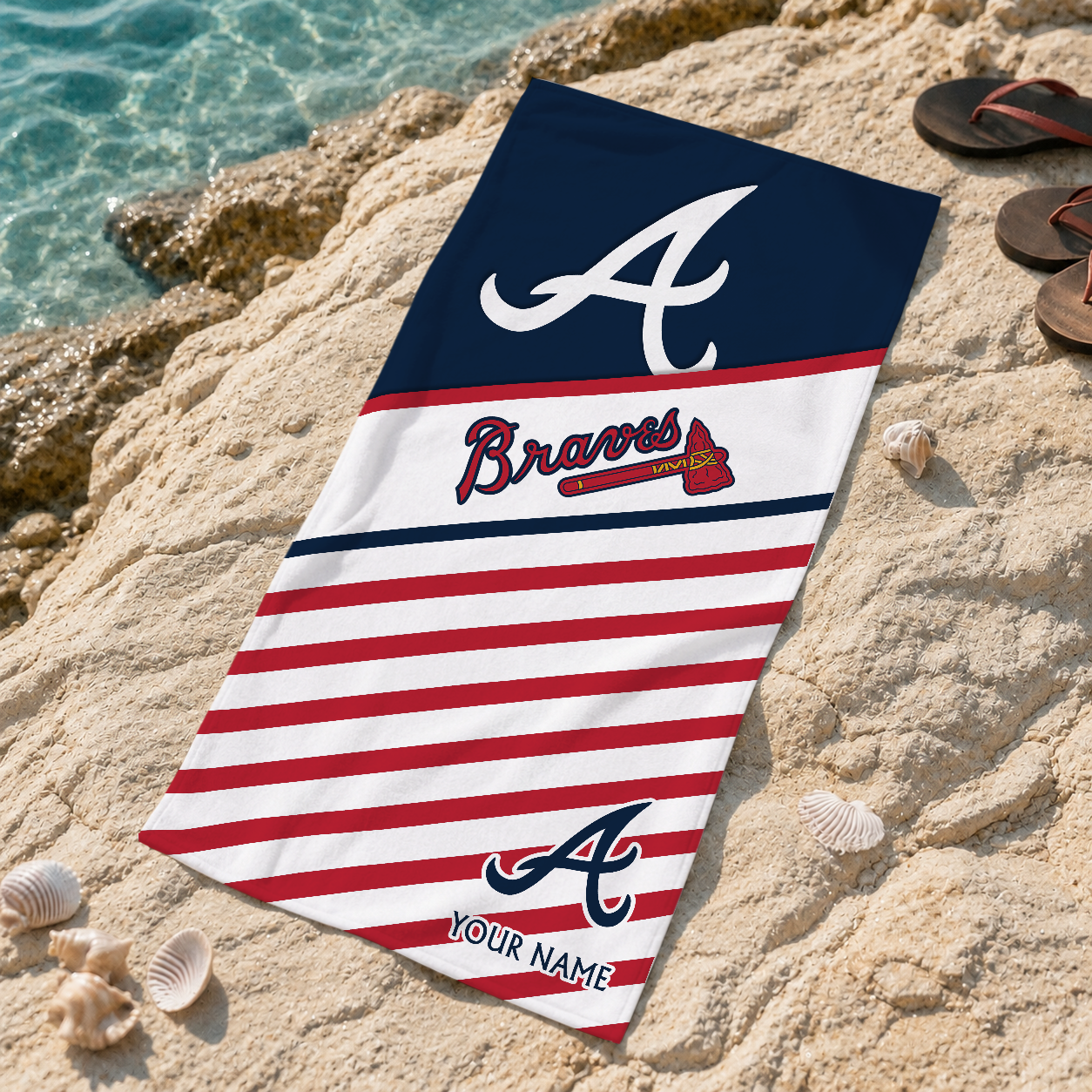 FINAL SALE - NEW CUSTOMIZED MLB09 ABS ATLANTA BRAVES BEACH TOWEL FOR FAN