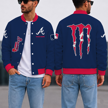 LIMITED EDITION - NEW CUSTOMIZED MLB09 ABS ATLANTA BRAVES SATIN VARSITY & BASEBALL JACKET