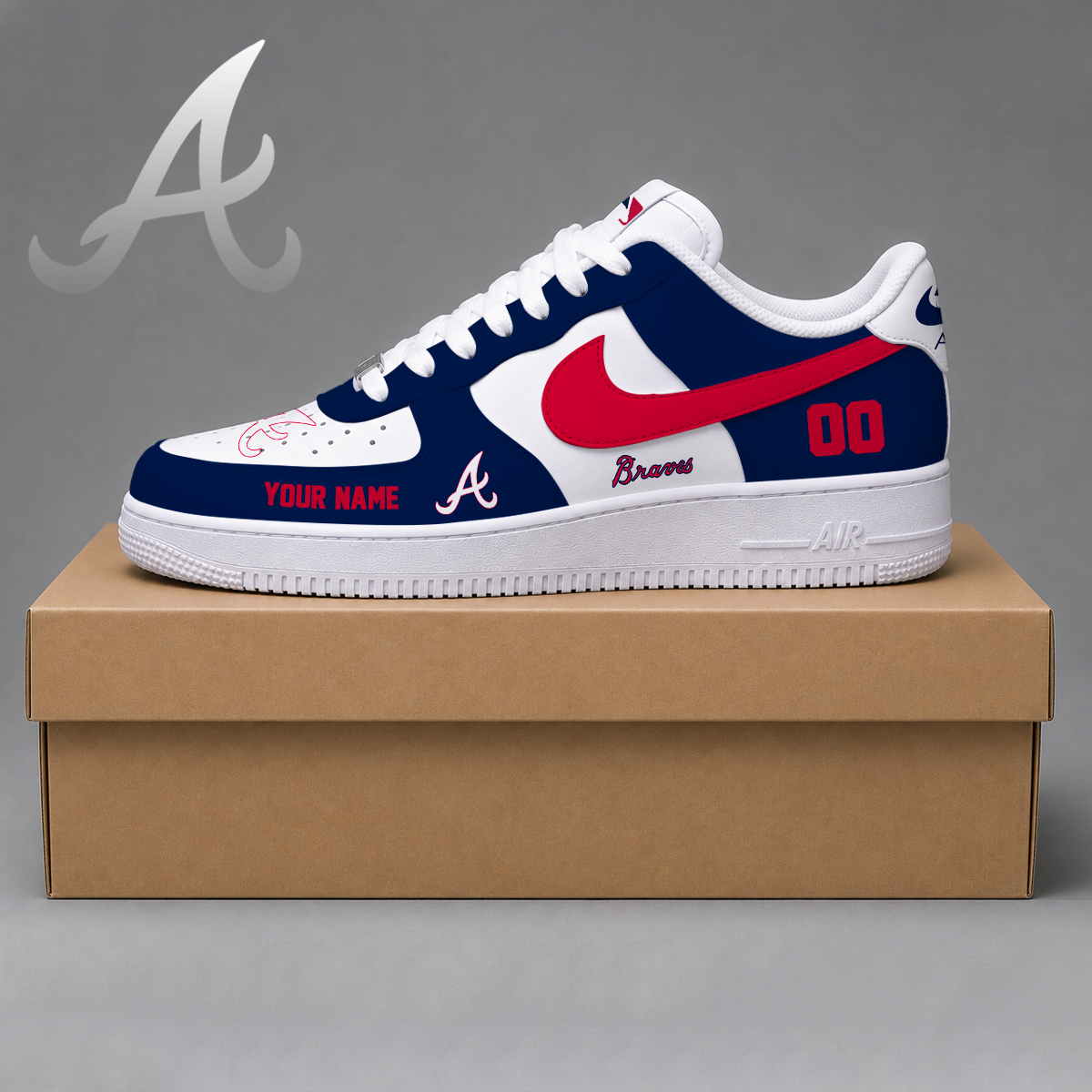 LIMITED EDITION - NEW CUSTOMIZED MLB09 ABS ATLANTA BRAVES AF1 SHOES