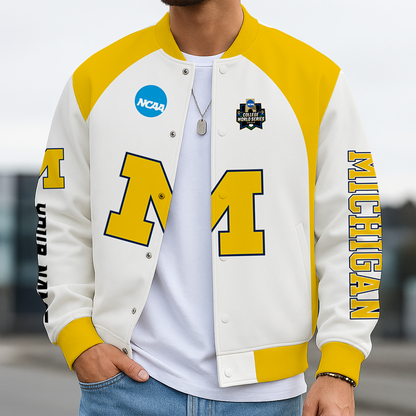 LIMITED EDITION - NEW CUSTOMIZED NCAA CWS01 MIW MICHIGAN WOLVERINES BASEBALL JACKET, SATIN VARSITY JACKET